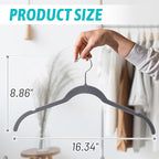 Sishynio Premium Velvet Shirt Hangers 30 Pack, Space-Saving Non-Slip Felt Hanger with 360° Swivel Hook, Slim Flocked Hangers for Strappy Dresses, Blouses, Tank Tops(Grey)