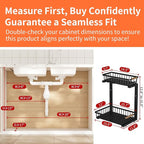 Under Sink Organizer, 2 Pack Under Sink Organizers and Storage, 2-Tier Pull Out Under Cabinet Organizer Storage Shelf, Metal Frame, Height Adjustable Rack for Bathroom Kitchen Pantry