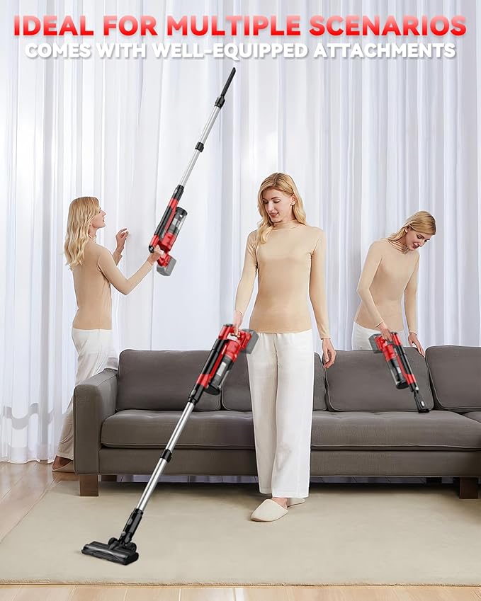 350W Cordless Vacuum Cleaner for Milwaukee M18 Battery, 35kPa Brushless Lightweight Stick Vacuum with 3 Mode Suction, 6 in 1 Stick Vacuum Cleaner with HEPA for Floor, Carpet, Car, Battery Not Included