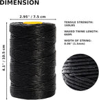 9-Ply Black String Waxed Twine, 660 Feet per Roll Heavy Duty Twine String, Black Cable Tie Down Wax Lacing Cord for Indoor or Outdoor Use,Thick Black Twine Wax String with 160 LBS Tensile Strength (2)