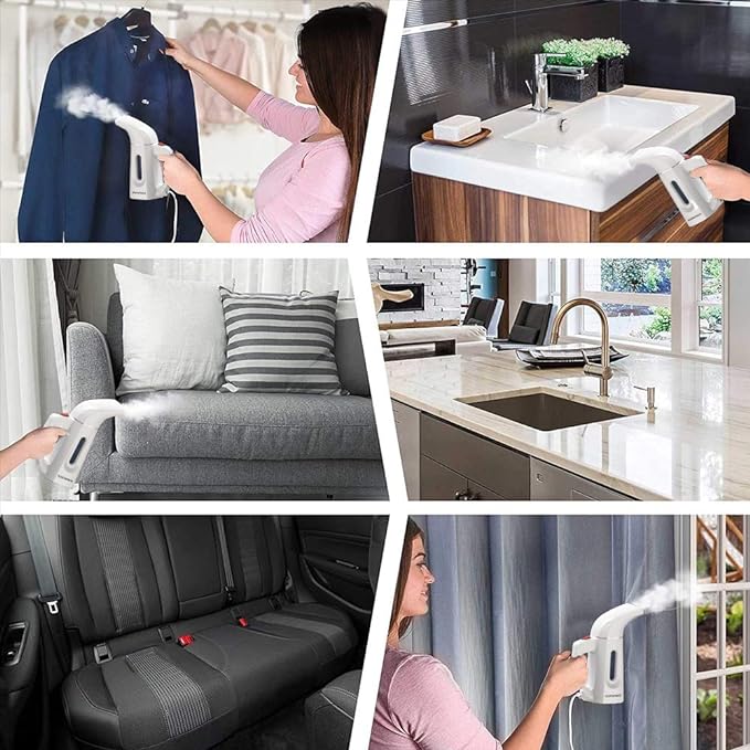 Handheld Steamer for Clothes Wrinkle Removes,Garment Steamer for Hat,1.5lbs Lightly,40s Fast Heat-up,8 FT Power Cord,800W, for Home and Travel with Automatic Shut-Off Safety Protection（white）