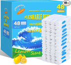 48 Count Flushable Toilet Refills, Disposable Toilet Bowl Paper Bulk, Fresh Flushable Toilet Brush Refill Pads for Toilet and Bathroom, Toilet Brush Accessories (No Handle)