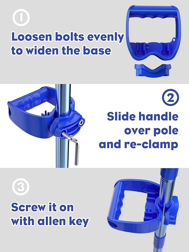 Garden Shovel Handle Attachment, Labor Saving Tool Grip for Back Saver, Work with Garden Shovels, Snow Shovels, Rakes, D Grip Ergonomic Handle Replacement, Blue