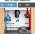 iSPECLE Kitchen Under Sink Organizer - 2 Tier Pull Out Organizer Expandable Width Add More Space, Adjustable Height Easy Get Items Without Bending, No Drilling Required Under Sink Storage