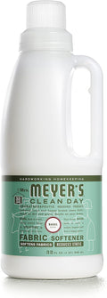 MRS. MEYER'S CLEAN DAY Liquid Fabric Softener, Infused with Essential Oils, Paraben Free, Basil, 32 oz (32 Loads)