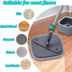 6 Pack Microfiber Mop Head Replacement, Compatible with True & Tidy SPIN-800 TrueClean Mop M16 Spin Mop, Square Microfiber Mop Pads, Grey, Microfiber, Felt