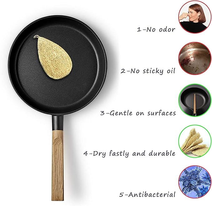 Natural Loofah Dish Sponge (Pack 15) - Vegetable Scrubber for Kitchen -100% Biodegradable Compostable Dishwashing Scouring Pad, Zero Waste Plastic Free Eco Friendly Sustainable