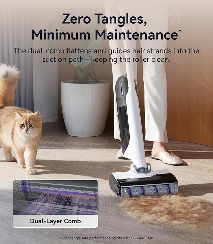 NARWAL S30 Wet Dry Vacuum Cleaner with 20000Pa Suction, 176°F Self-Cleaning, Heated Drying, Disposable Waste Bag, Tangle-Free, Cordless Vacuum Mop for Hard Floors & Edge Cleaning, Easy to Use