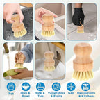 12 Packs Bamboo Dish Scrub Brushes Wooden Scrubbers Set Kitchen Dishwashing Scrubber with Natural Sisal Bristles for Iron Pot Pan Sink