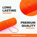 Mason Line, 500Ft, #18 Braided Nylon String, Nylon Twine for Gardening Or Masonry Tools, Twine String for Gardening and DIY Projects Crafting