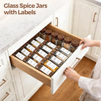 ComSaf 24Pcs (4Oz) Glass Spice Jars with Label, Airtight Seasoning Containers with Lid for Home Cooks to Organizing Herbs, Sugar, Pepper, Salt, Glass Spice Bottles Organize Cabinet & Drawer