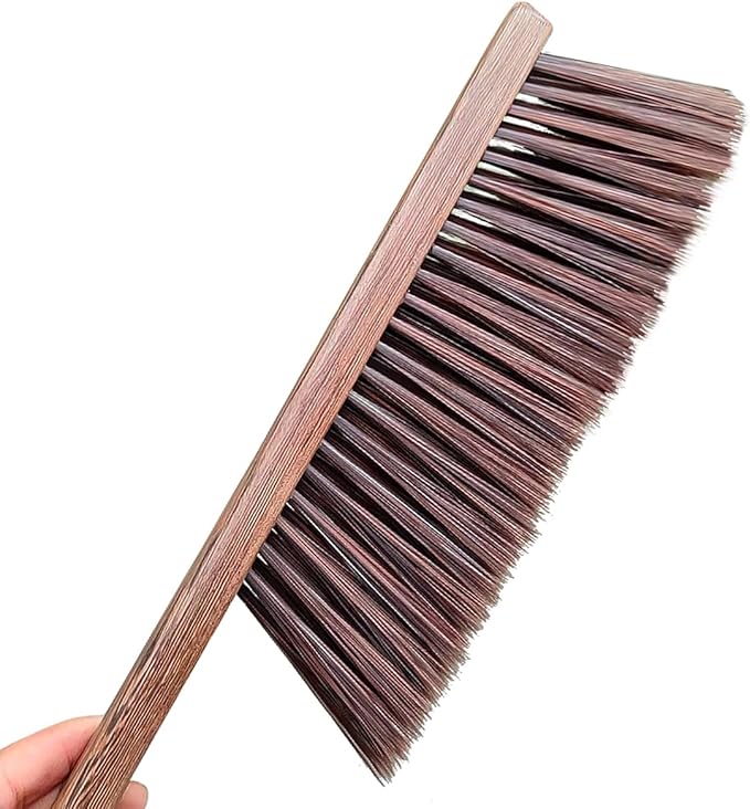 Hand Broom Brush,Natural Wooden Handle Soft Bristles Dusting Cleaning Brush,Light and Sturdy for Furniture,Bed,Car,Bench, Crevice Cleans