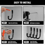Heavy Duty Garage Storage Hooks, 12-piece Bike Hooks for Garage Wall, Utility Garage Hooks, Wall Mount J Hook for Hanging, Large Metal Storage Organizer Tool, Extension Cord Hanger