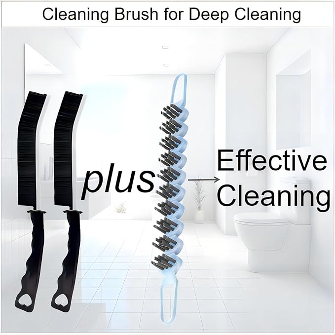 Crevice Cleaning Brush Hard Bristle Grout Brush Scrub Brush Toilet Brush Cleaning Tools Cleaning Supplies for Household Use Bathroom Kitchen 3 Pcs (Black&Blue)