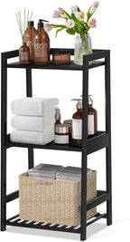 3 Tier Bamboo Bathroom Shelves, Ladder Shelf for Storage, Rustic Home Organizer, Space-Saving Design, Stylish Display Nightstand, Stylish Storage Solution for Home, Living Room, Kitchen