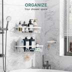 Veken Shower Caddy 3-Pack, Advanced Rustproof Design, No Drilling Adhesive Shelves, Rack with Soap Holder, Large Capacity Bathroom Organizers and Storage, Wall-Mounted Kitchen & Home Decor, White