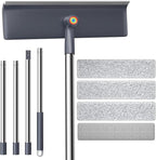 60" Window Squeegee Cleaner Tool for Home - 3 in 1 Rotatable Window Cleaning Kit, Washing Tool for Indoor/Outdoor Glass, Mirrors, Shower Windshield with 4 Poles, 3 Microfiber Cloths & Screen Brush