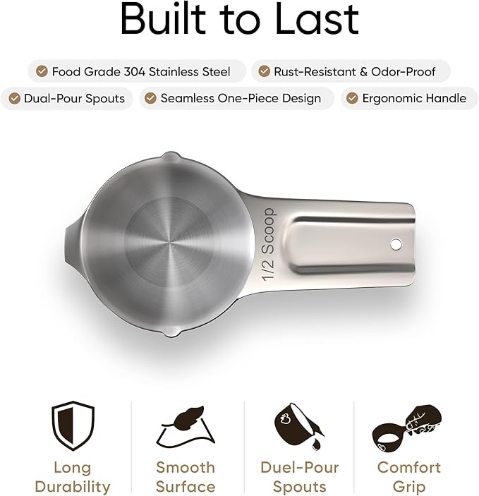 Color Up ½ Cup Pet Food Scoop – Stainless Steel Dog Food Scoop Cup (8 Tbsp) – Rust-Resistant, Heavy-Duty Measuring Scoop for Dogs, Cats, Birds & Rabbits – Perfect for Dry Food & Treats