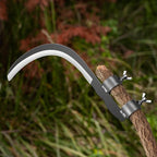 Steel Straw Sickle with Replaceable Wooden Handle Function, Manganese Steel Blade, Handheld Gardening Tools Multipurpose Gardening Weeding Grass Sickle and Farming Portable Safety Sickle