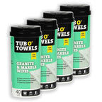 Tub O' Towels Granite & Marble Cleaning Wipes, 7" X 8", 40-Count Wipes, 4-Pack