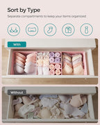 SONGMICS Drawer Organizers, Dresser Divider Organizers, Set of 12, Foldable Fabric Storage Boxes for Socks, Underwear, Bras, Ties, Scarves, Jelly Pink URDZ006R01
