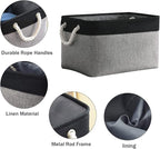 TcaFmac Storage Bins for Organization - Large 3 Pack Fabric Storage Basket for Shelves with Handles, Organizer Baskets for Organizing for Closet Cloth Dog Toy Baby (Black& Grey 16x12x8 inch)