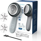 Fabric Shaver, Electric Lint Remover Shaver with 6-Leaf Blades, 2 Speeds Sweater Shavers to Remove Pilling with 3 Blades, Rechargeable Fabric Pill Shaver Fuzz Remover for Clothes Furniture Couch