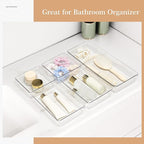 Criusia Drawer Organizer, 5-Size Versatile Bathroom and Vanity Organizer Trays, 20 Pack Clear Plastic Kitchen Drawer Organizers Set, Storage Bins for Makeup, Bathroom, Jewelries and Office