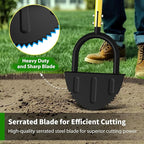 Lawn Edger with T-Grip, Half Moon Saw-Tooth Edger, 38-Inch Step Edger for Sidewalk and Grass Maintenance