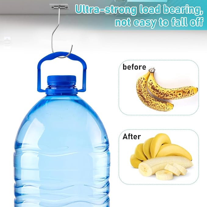 Self-Adhesive Banana Hooks, Foldable Magnetic Hanger Under Cabinet, Sturdy Metal Banana Holder for Kitchen, Space-Saving Design to Keep Bananas Fresh 1 Pieces Silver