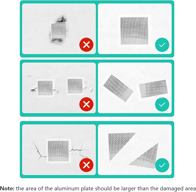 Drywall Repair Kit, 2/4/6/8Inch Drywall Patch Kit Self Adhesive Aluminum Plasterboard Wall Patches Quick Fix Plaster Wall with Scraper for Plaster Roof Drywall Crack Repair (16Pcs Kit)