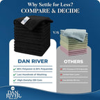 DAN RIVER 12-Pack Black Microfiber Towels – Ultra Absorbent, Lint-Free & Streak-Free Cleaning Rags for Home, Car & Kitchen - Must-Have Cleaning Essentials - 12" x 12"
