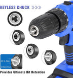 Portable Power Drill Set with 37PCS Drill Bit,21V Cordless Drill Driver Kit with Battery and Charger,Jar-owl Home Tool Kit with Electric Drill for Men Women Garden Office Repair Maintain-Blue