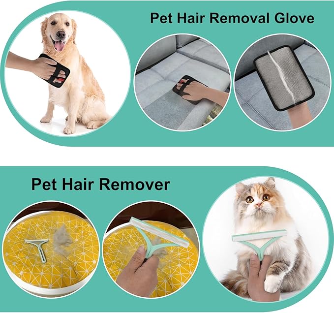 Carpet Rake for Pet Hair Removal - 60" Adjustable Long Handle Carpet Rake, 3 in 1 Reusable Pet Hair Removal Tool Kit, Cat Dog Fur Rakes Scraper Carpet Broom for Carpets, Rugs, Mats