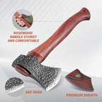DRAGON RIOT Camping Axe Set Gift for Men and Father Hand Forged Survival Hatchet with Sheath Multipurpose Axe for Bushcraft Wood