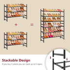 Tajsoon Expandable Shoe Rack for Closet 3 Tier, 28“-41“Adjustable & Stackable Shoe Shelf Storage, Metal Shoe Rack Organizer for Front Door Entrance, Closet, Garage, Entryway, Black
