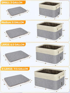 BALEINE 4 Pack Fabric Storage Bins for Shelves, Linen Storage Baskets for Organizing, Decorative Closet Bins for Clothes, Home (Grey, 14''x10''x8.5'')
