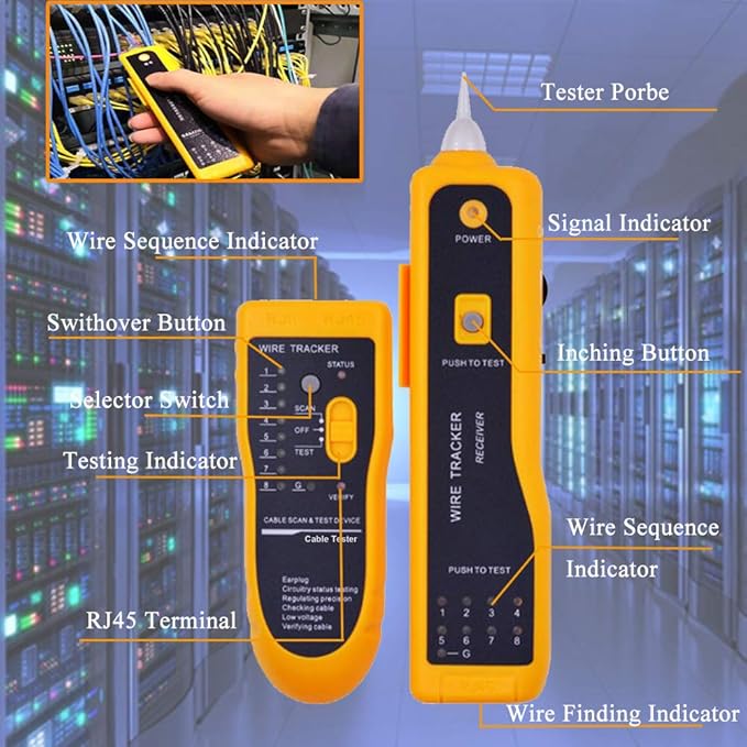 LEATBUY Crimp Tool Set RJ45 Crimper Cat5 Cat5e Cat6 Crimping Tool Kit, 50PCS Pass Through Connectors, 50PCS Covers, Network Cable Tester, Wire Punch Down Cutter (ORANGE)