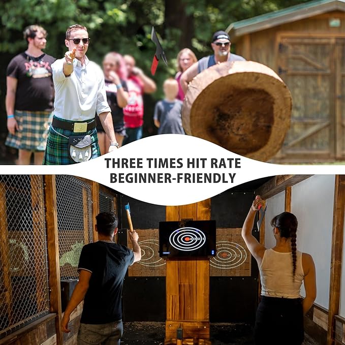 NedFoss Throwing Axes and Tomahawks, Throwing Axe Pack of 3, 11.1" Full Tang Throwing Axe Set with 3.14" Blades, Tomahawk Axe with Nylon Sheath for Axe Throwing Game, Recreation and Competition