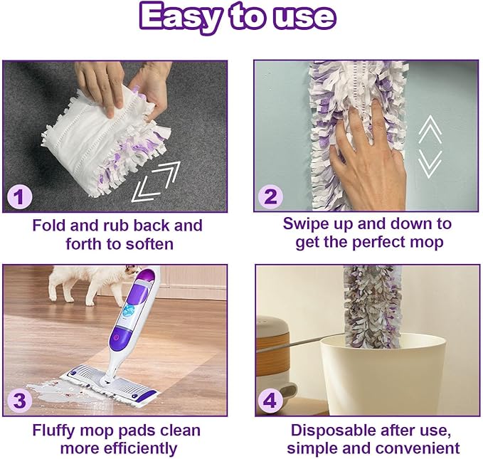 30 Count Mop Pad Refills, Compatible with Swiffer PowerMop Multi-Surface Mop, Absorbent Cleaning Pads for Hardwood, Tile & Laminate Floors