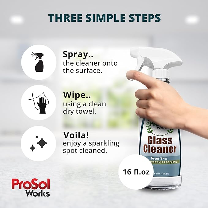 Glass Cleaner 16 oz - All Purpose Cleaning Spray for Glass Doors & Windows, Mirrors & Chrome Surfaces - Glasses Spray Helps Remove Smudges, Fingerprints, Rain Spots & Oil - Glass Cleaners