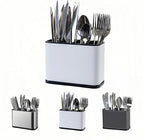LIBODOUR Utensil Holder,Stainless Steel Caddy Counter,Spoon holder,4 Compartments Silverware Caddy,Capacity Flatware Spoon Fork Tool Cutlery Holder（White）