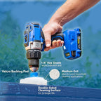 RotoScrub 7 Pack Multi-Purpose Drill Brush Kit for Cleaning Bathrooms, Showers, Tubs, Tile, Floors, Sinks, Toilets, Grout and Grime Removal, Reversible Blue and White Scrub Pads