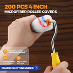 Leumoi 200 Pcs 4 Inch Mini Paint Roller Bulk Small Microfiber Roller Cover 1/2" Nap for Paint Brush for House Painting Supplies DIY Craft Home Wall Repair Tool Kit Set(Red Blue)