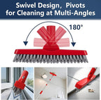 ITTAHO 2 Pack Grout Brush with Long Handle, Swivel Cleaning Grout Line Scrubber - Extendable Durable Handle Grout Cleaner Brush for Bathroom,Tile,Baseboard,Walk in Shower,Corner & Narrow Space (Red)
