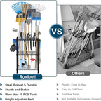 T2 Garden Tool Organizer（With Adjustable Shelf）Heavy Duty Garage Tool Storage for Yard，Shed，Outdoor and Lawn，Freestanding Tool Organizers and Storage UP to 45 Tools，Black with Anti-Tip Device