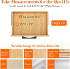 Lifewit 12 Pack Drawer Dividers 4" High, 13.5"-22" Adjustable Drawer Organizer with 18 Inserts for Clothes/Makeup, Plastic Expandable Separators in Dresser/Bedroom/Bathroom/Kitchen/Office