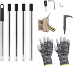Qivine Weed Remover Tool, 5.25ft Adjustable Ergonomic Handle Weed Brush, 2-in-1 Brass Bristles & Steel Weeding Sickle for Sidewalk Cracks, Driveways, Patios, Gardens (Weed Remover Tool)