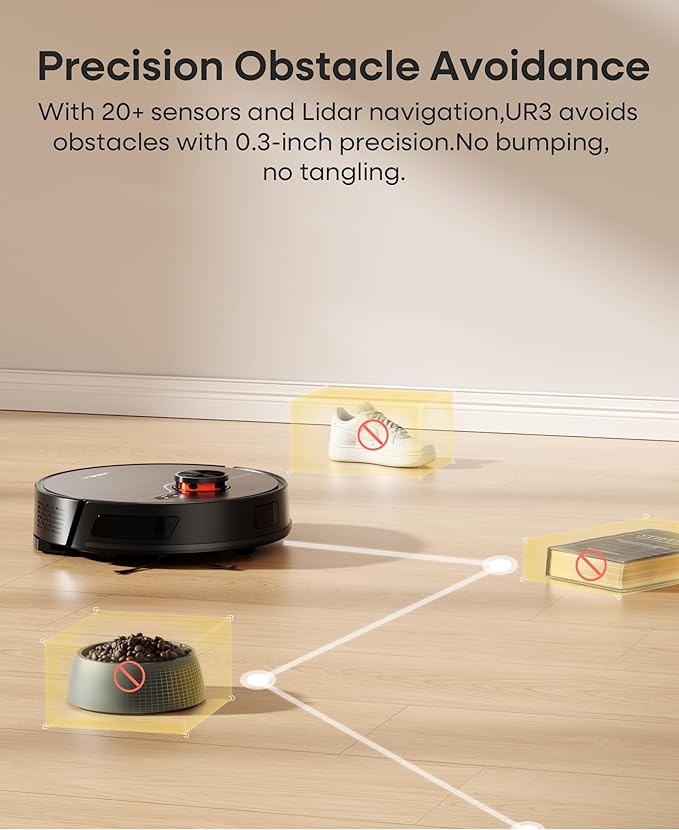 Robot Vacuum and Mop Combo,Lidar Navigation Robotic Vacuum Cleaner with 3.5L Self Emptying Station,5000Pa Vacuum Robot,180mins Runtime,No-Go&No-Mop Zones,App/Alexa/Remote Control,UR3