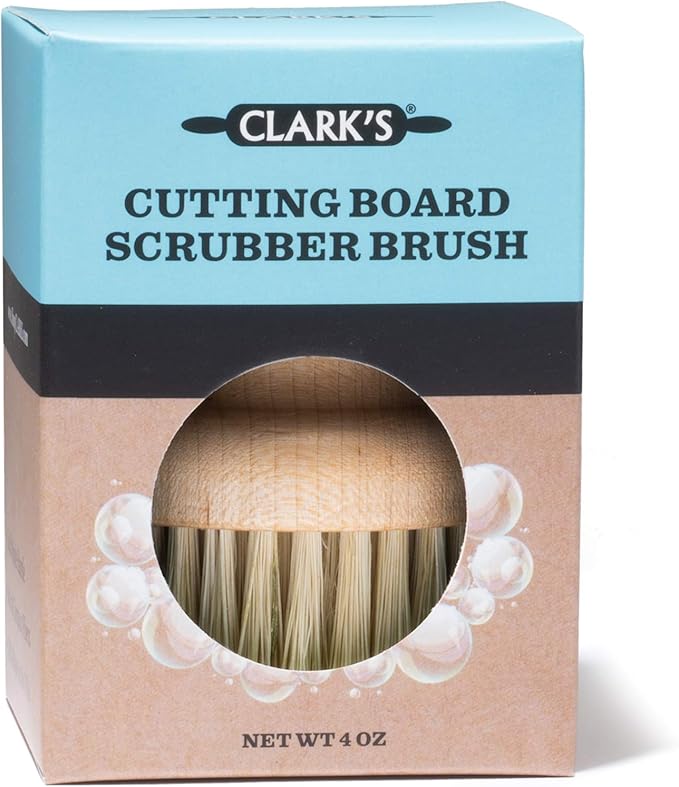 CLARK'S Cutting Board Oil Scrub Brush - Round Wood Applicator for Food Grade Mineral Oil and Wax on Wooden Bamboo, Cast Iron, and Utensils – Maple Construction – Kitchen Countertops Food Safe